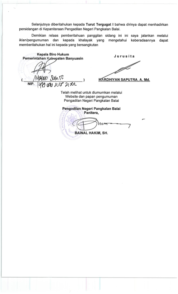 Relaas Pemberitahuan Panggilan Sidang Kepada Turut Tergugat I a.n. KARYAWATI, S.H., M.Kn (2).jpg